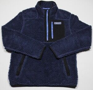 Vineyard Vines Jacket Mens Small Blue Supershep Sherpa Fleece 1/4 Zip Pullover
